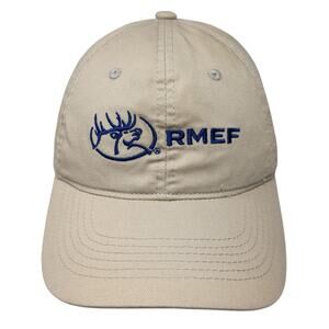 RMEF Slideback Baseball Cap Beige One Size Adjustable Embroidered Vented Holes
